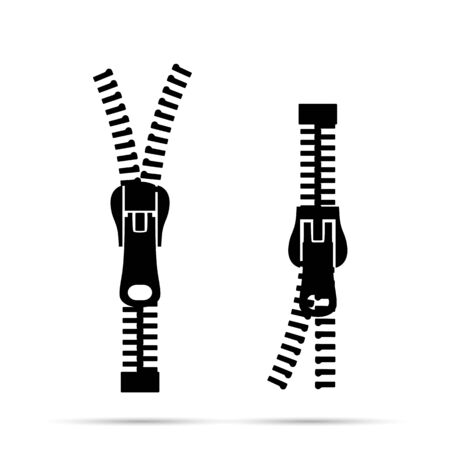 Zipper icon. Set of zipper icons in clothes in a flat design style.のイラスト素材