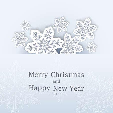 Christmas background with snowflakes. Greeting card or invitation. Merry Christmas and a happy new year. Element for design.のイラスト素材