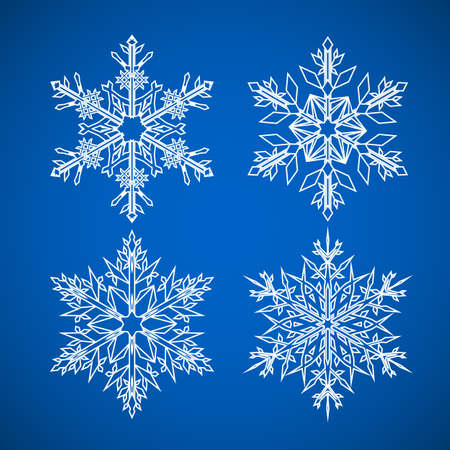 Snowflake. Vector icons set. Winter Christmas snow is a flat crystal element. Christmas design.のイラスト素材