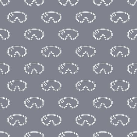 Protective glasses. Silhouette of safety glasses on a gray background. Seamless pattern.のイラスト素材