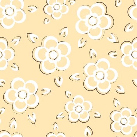 Flowers background. Seamless vector floral pattern.のイラスト素材