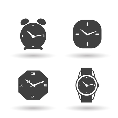 Clock icon. A set of clock icons in the style of flat design.のイラスト素材