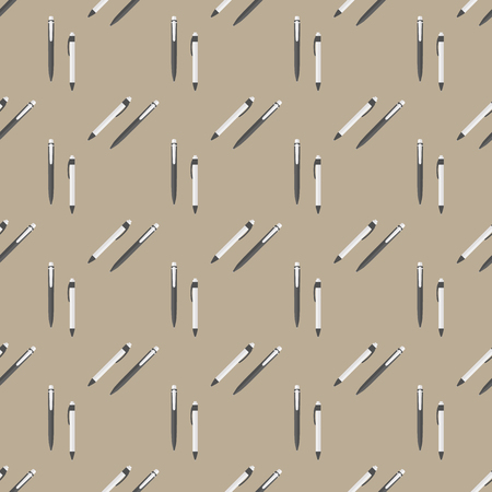 Pen seamless pattern. Background with stationery writing tools.のイラスト素材