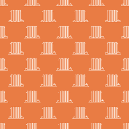 Radiator heating. Seamless pattern with radiators on an orange background.のイラスト素材