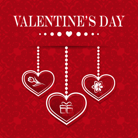 Set with red hearts. Happy Valentine's Day. Vector illustration.のイラスト素材