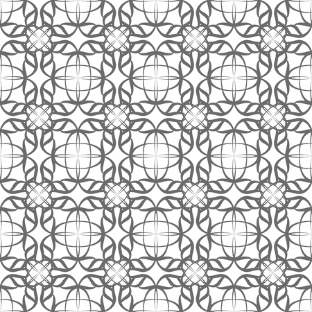 Seamless abstract floral pattern in oriental style. Geometric flower ornament on a white background.のイラスト素材