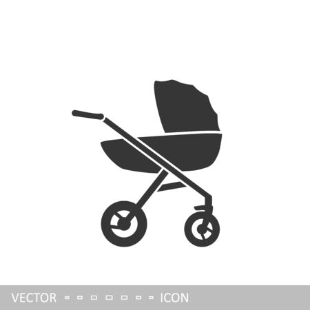 Pram icon. Baby stroller icon in flat design style.のイラスト素材