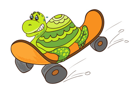 Little turtle on a skateboard. Cartoon character.のイラスト素材
