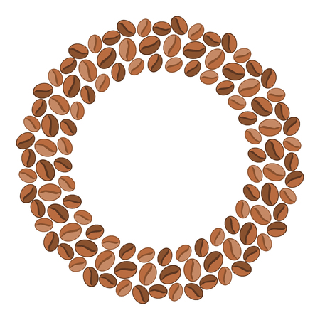 Round wide frame made of coffee beans.のイラスト素材