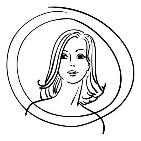 Pretty face girl outline drawing.のイラスト素材