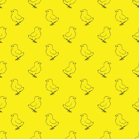 Seamless pattern with chickens on a yellow background.のイラスト素材
