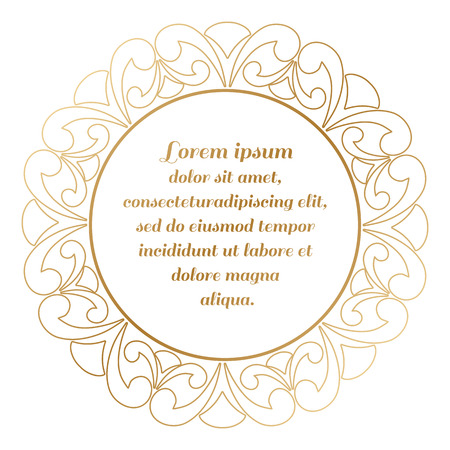 Round frame gold color. Border of baroque curls.のイラスト素材