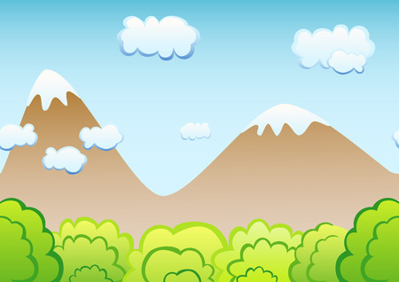 Seamless game background. The backdrop for the game. Mountains and shrubs.のイラスト素材
