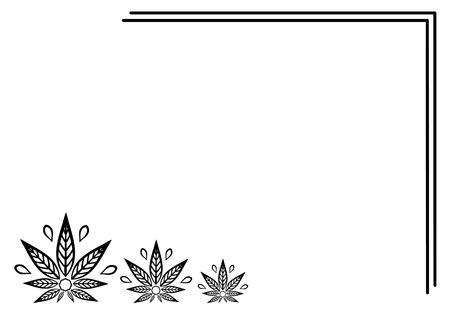 Rectangular frame of cannabis. Border of stylized hemp leaf to create promotional products, logos, decoration items.のイラスト素材