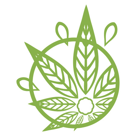 Cannabis green silhouette logo. Hemp asymmetrical icons. Sign T-shirts for design, creating corporate identity and promotional products.のイラスト素材
