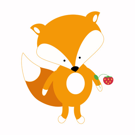 Little cute fox in a simple flat style design for children's products.のイラスト素材