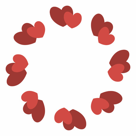 Round frame with stylized red heart. Decorative element for design for weddings, Valentine's Day, parties for young people.のイラスト素材