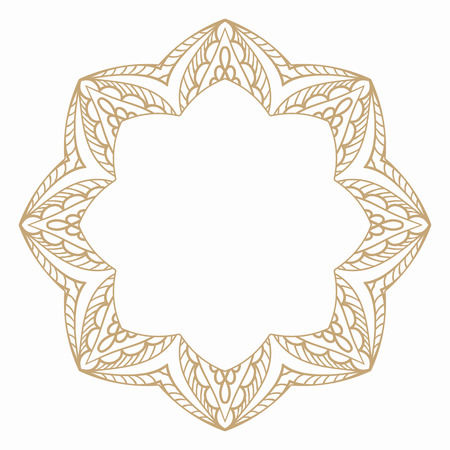 Round frame with folk pattern. Border for decoration postcards, logos, banners, clearance of goods and promotional products.のイラスト素材