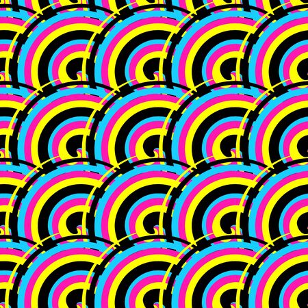 Seamless pattern from round elements with spirals. Color model CMYK.のイラスト素材