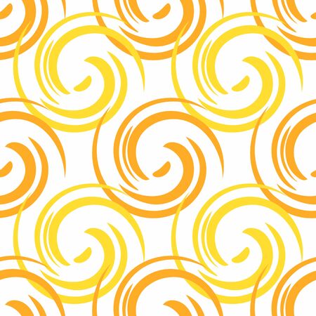 Seamless abstract pattern from round elements of yellow and orange on a white background. Modern pattern for wallpaper or textile.のイラスト素材