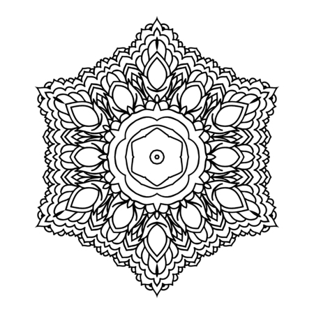 Mandala. Black and white decorative element. Picture for coloring.のイラスト素材