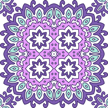 Seamless bright pattern with oriental style. Square decorative element with ornament.のイラスト素材