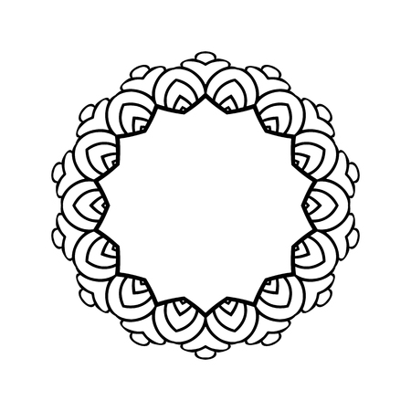 Round black frame in vintage style of flowing lines. Border for decoration postcards, logos, banners, clearance of goods and promotional products.のイラスト素材