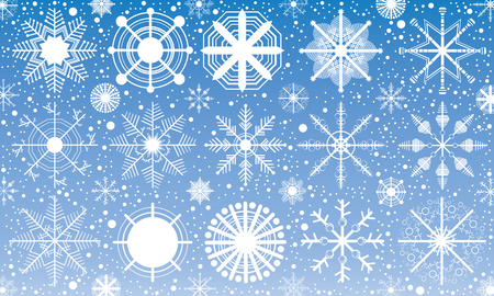 Merry Christmas. The white snow in winter on blue background.のイラスト素材