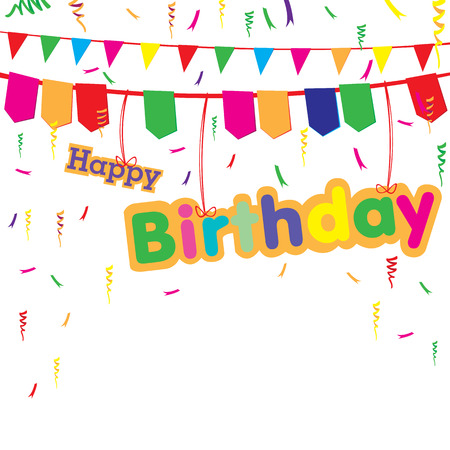 Happy birthday party with colorful gift isolated on white background. Happy birthday party.のイラスト素材