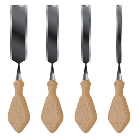 Chisel isolated on white background. Construction with tool. Chisel on a perspective design.のイラスト素材