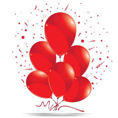 Red balloons isolated on white background. Balloon on party and holiday event.のイラスト素材