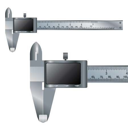 Vernier caliper digital electronic tool.  Business object and Construction tool.のイラスト素材