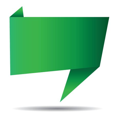 Green Origami Banner isolated on white background. Pop art banners template.のイラスト素材