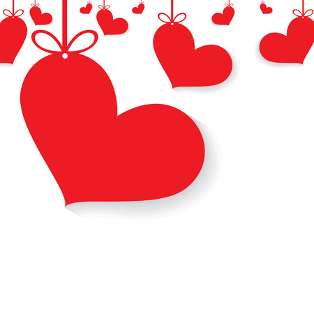 Red heart card with ribbon isolated on white background.のイラスト素材