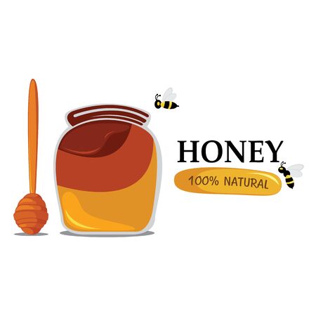 Honey and bee natural icon.のイラスト素材