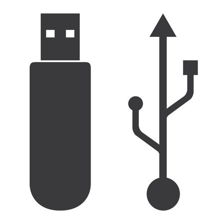 Flash drive USB memory icon on white background.のイラスト素材