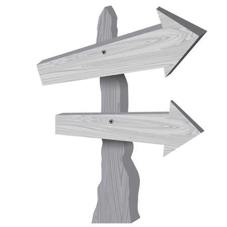 Grey wooden sign of arrow template isolated on white background.のイラスト素材