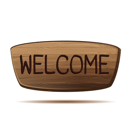 Welcome of wooden sign isolated on white background.のイラスト素材