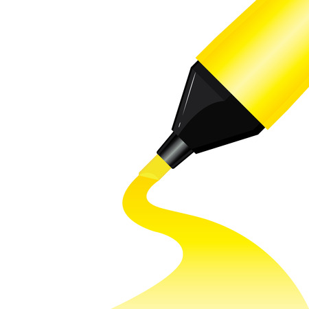 Yellow pen highlighter for white paper background.のイラスト素材