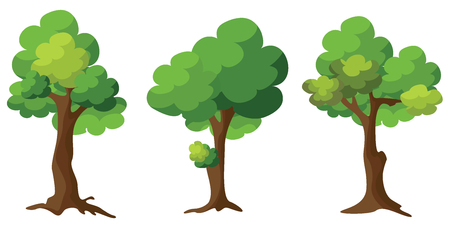 Set of Trees on white background. Cartoon of green trees design.のイラスト素材