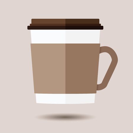 Hot disposable coffee cup icon on brown background.のイラスト素材