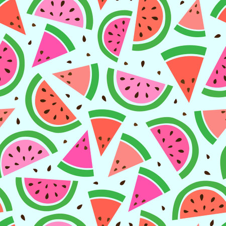 Vector seamless pattern from slices of watermelon. Delicious print, packaging, fabric, surface...