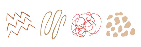 Set of abstract doodle elements for design. Trend style, new form, flat, hand draw. For sublimation,...