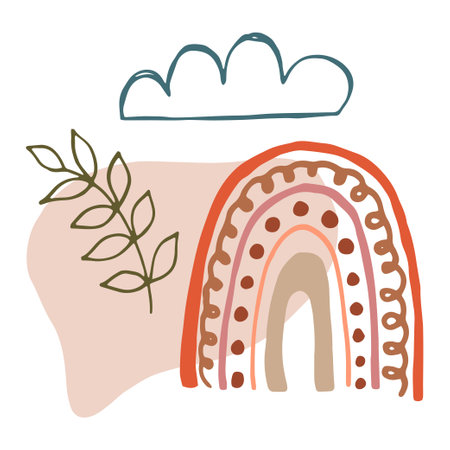 Rainbow. Hand drawn vector illustration in scandinavian style.のイラスト素材