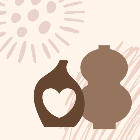 Vector boho vase collage. Trendy illustration for design. Wall art, printable, poster, picture for interiorのイラスト素材