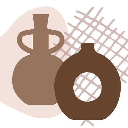 Vector boho vase collage. Trendy illustration for design. Wall art, printable, poster, picture for interiorのイラスト素材