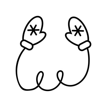 Christmas vector icon mitten with snowflakeのイラスト素材