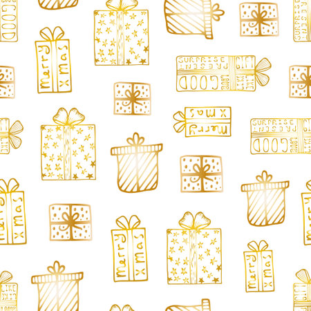 Doodle christmas vector patternのイラスト素材