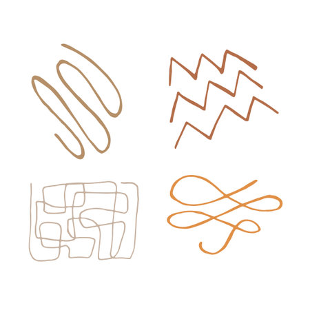 Set of abstract doodle elements for design. Trend style, new form, flat, hand draw. For sublimation, posters, postcards, printsのイラスト素材