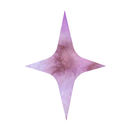 Watercolor simple blue star. Celestial element for design. Abstract illustration on isolated white backgroundの写真素材
